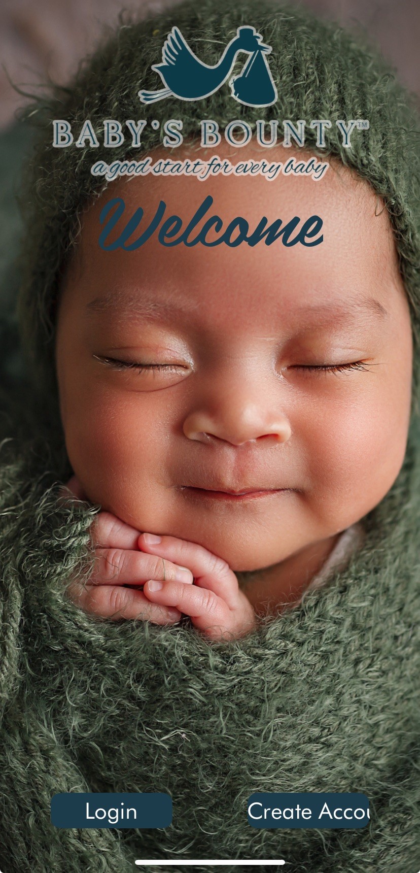 Babys Bounty App Picture- very closeup photo of a baby's face while sleeping.