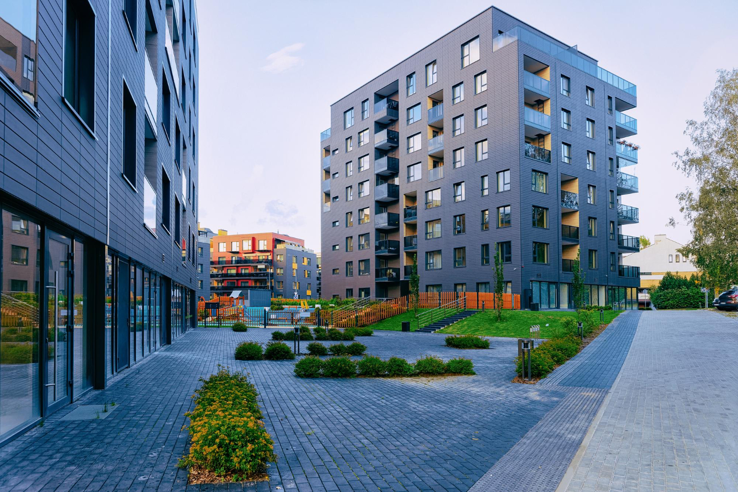 Apartment building outside view. 