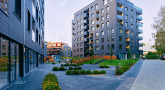 Apartment building outside view. 