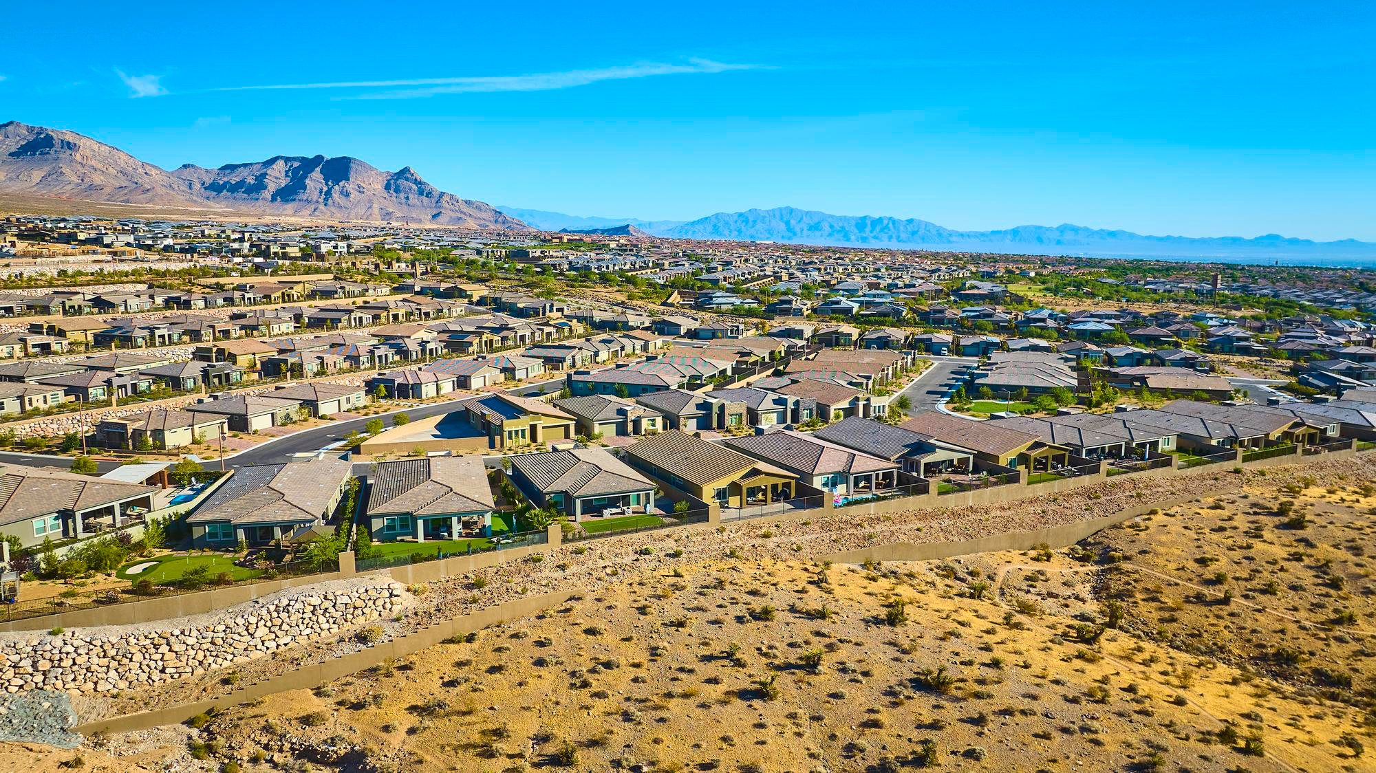 Aerial view of suburban neighborhood in Nevada.
