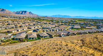 Aerial view of suburban neighborhood in Nevada.